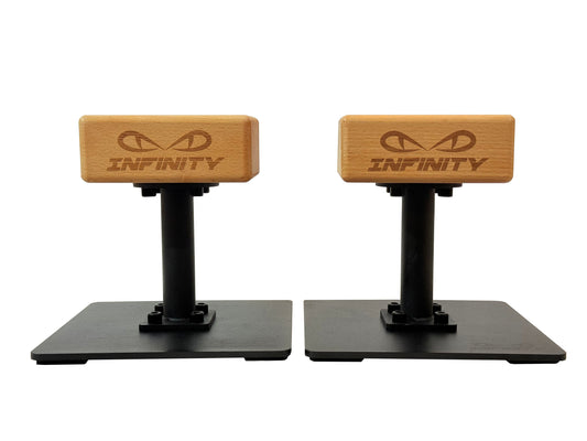 Infinity Handstand Canes – Block Grip | Professional Handstand Trainer for Calisthenics, Gymnastics & Yoga | Steel Base, Hardwood Grip, Strength & Balance Training