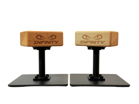 Infinity Handstand Canes – Block Grip Rotating | Professional Handstand Trainer for Calisthenics, Gymnastics & Yoga | Steel Base, Hardwood Grip, Strength & Balance Training