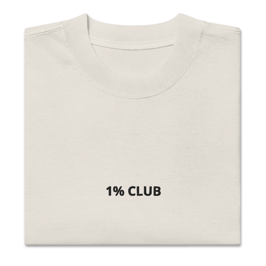 "1% Club" Oversized faded t-shirt (Embroidered)